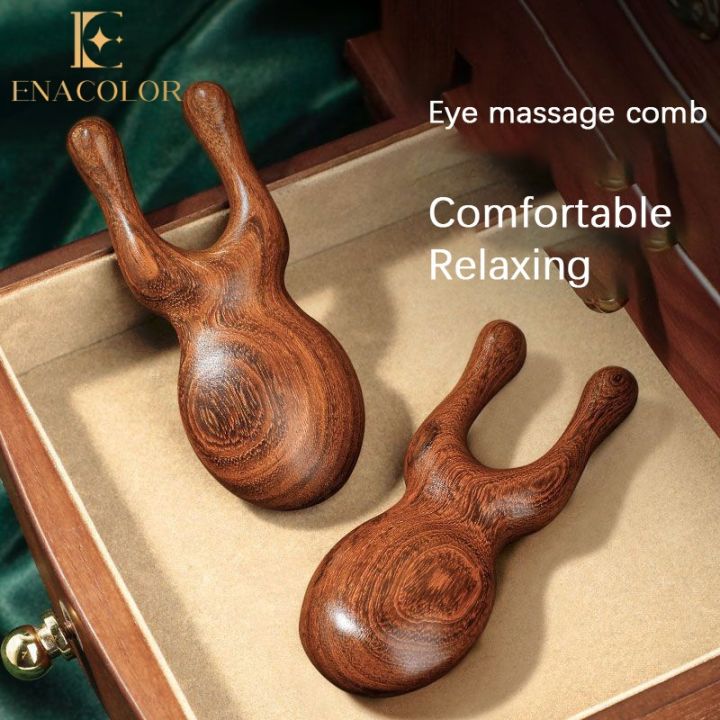Enacolor Sandalwood Head Nose Bridge Massager Face Nose Wing Elevator Wood Comb Dredge Meridians and Points Lift Massage