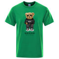Teddy Bear In Black That Is My Happy Color Clothing Men High Quality T-Shirt Summer Cotton T-Shirts Hop Street Loose Tops. 