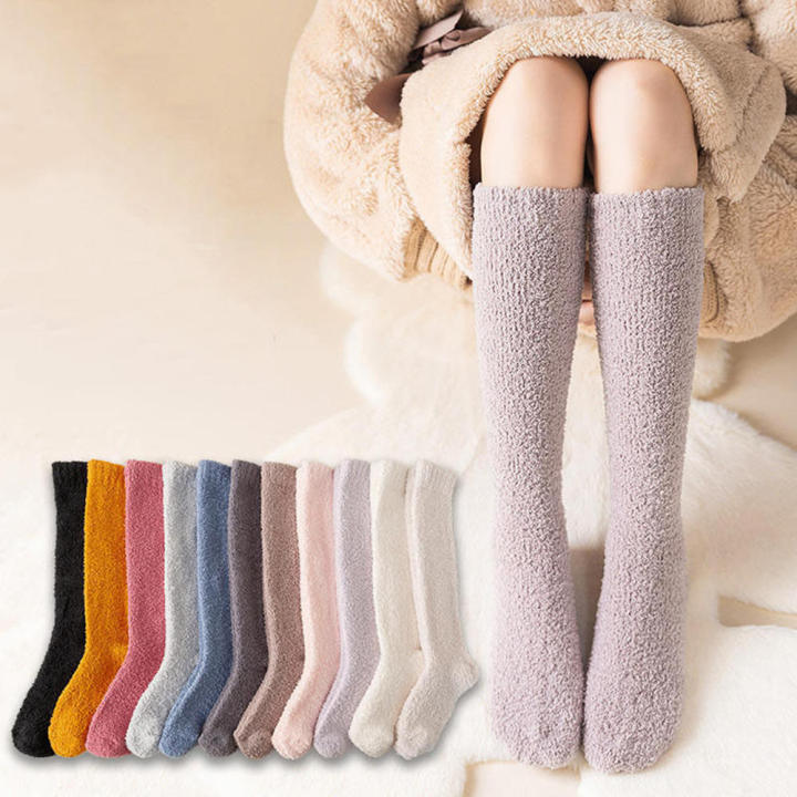 High Sock Winter Warm Socks Women's Plush Socks Long Coral Fleece Stockings Coral Fleece Calf Socks Women's Coral Fleece Socks Women's Long Socking
