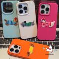 Cute Puppy Cartoon Dachshund Dog DIY 3D Sticker Couples Case Compatible for IPhone 15 11 16 14 13 12 Pro Max XR X 14 16 15 Plus XS Max Luxury Case. 
