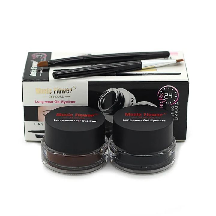 Music%20Flower%204In1%202-color%20Black%20+%20Brown%20Gel%20Eyeliner%20Makeup%20Waterproof%20Eye%20Liner%20Kit%20Eye%20Makeup%20Tool%20With%20Brush%2024H%20Long%20Lasting%20Eyeliner%20Gel%20-%20Kajol%20-%20Image%204
