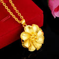 Fashion Women gold plated hollow out flower pendant chain necklace jewelry gift.
