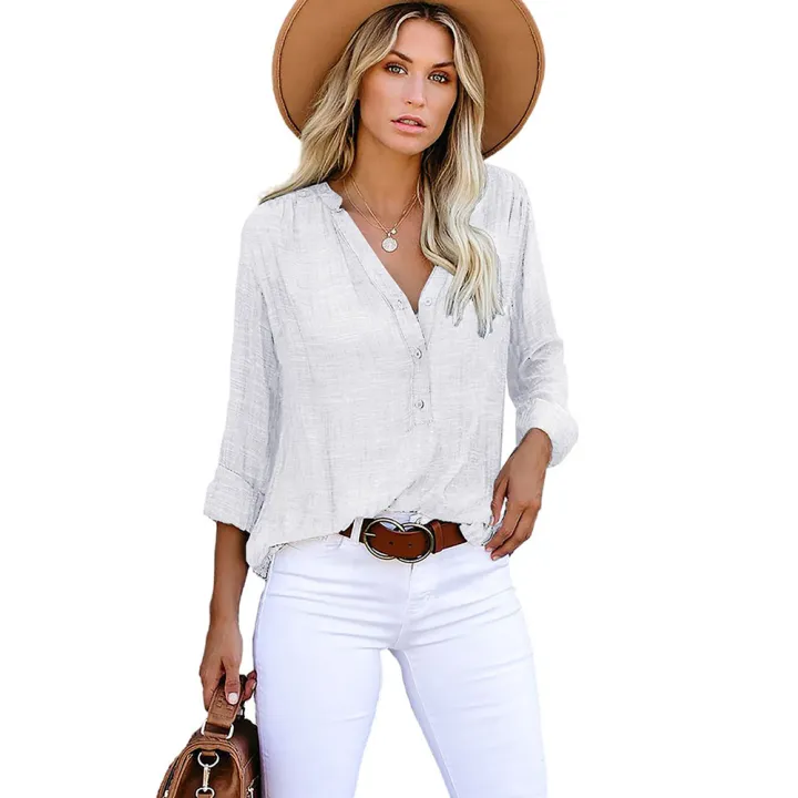 Woman's%20High%20Quality%20Best%20Selling%20Comfortable%20Ladies'%20Blouses%20Woman%20Shirt%20single%20breasted%20long-sleeved%20loose%20shirt%20-%20Image%202