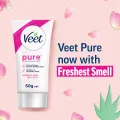 (50gm Soap Free) Veet Pure™ Hair Removal Cream 50g Normal Skin for Body & Legs, Freshest Smell with Organic Aelo Vera and Rose Extract, Dermatologically Tested Dermatologically Tested. 