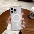 For iPhone 15 Pro Max Anti Yellow Magsafe Magnetic Wireless Charging Case Clear Transparent Shockproof Back Cover Phone case. 