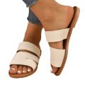 European and American style new sandals women's foreign trade plus size 2024 spring and summer casual wear pullover toe strap flat slippers.