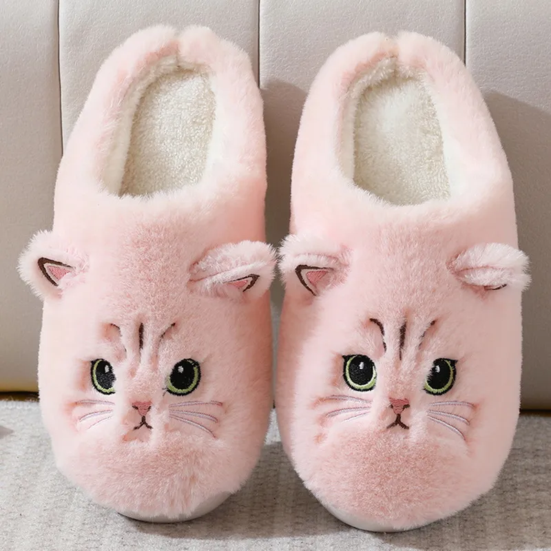 Cute Cat Slippers Fluffy Furry Women Home Platform Slippers Men Winter Plush Slides Indoor Fuzzy Slippers Lovely Cotton Shoes Daraz .bd