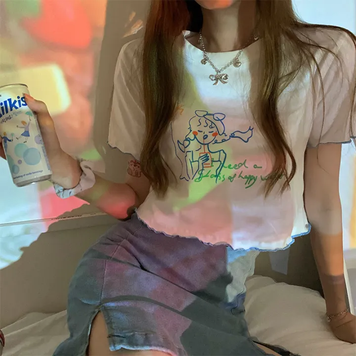 Korean%20Style%20Girl%20Cherry%20Design%20Sense%20Niche%20Ruffled%20Short%20Sleeves%20T%20T-shirt%20Women's%20Summer%20Sweet%20and%20Spicy%20Style%20ins%20Short%20-%20Image%206