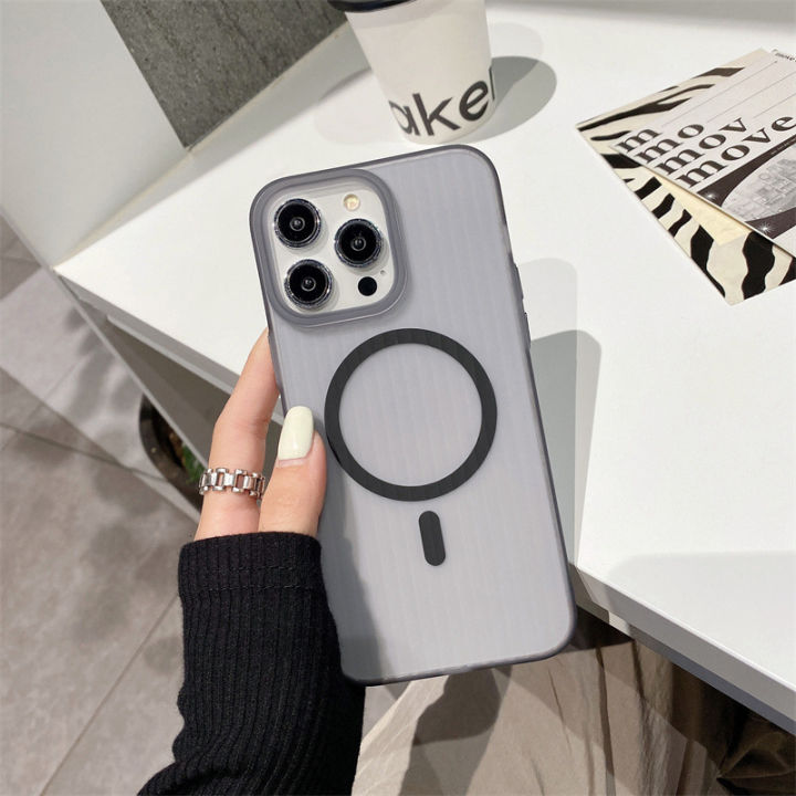 Semi-Permeable%20Corrugated%20Apple%2015%20Phone%20Case%20Ice%20Mist%20Magnetic%20Suction%20iphone14%20Sense%20of%20Simple%20Skin%2013promax%20Applicable%2012%20-%20Image%207