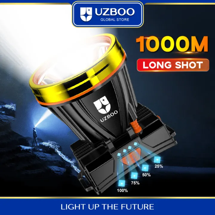 UZBOO Headlamp Explosively Bright Powerful Headlamp LED Headlamp Induction Headlight Waterproof Work Light USB Rechargeable Emergency Light Head-mounted Lamp for Outdoor Running Fishing Hiking