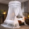 Breathable Hanging Mosquito Net Top Hook Lace Bed Canopy Encrypted Mesh Round Dome Court Style Crib Canopy Bedroom Decoration.