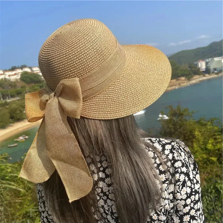 Summer%20Women%20Large%20Bow%20Straw%20Hat%20Portable%20Foldable%20Holiday%20Beach%20Sun%20Visors%20Hand%20Woven%20Solid%20Color%20Female%20Sunshade%20Bonnet%20Cap%20-%20Image%207