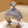 Luxury 2pcs/set Gemstone Diamond Ring Set Top Quality Party Wedding Rings For Women Accept Custom Silver Sterling 925 ZRR955.