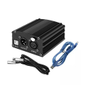 1-Channel 48V Phantom Power Supply with XLR 3 Pin Microphone Cable for Condenser Microphone Music Recording Equipment. 