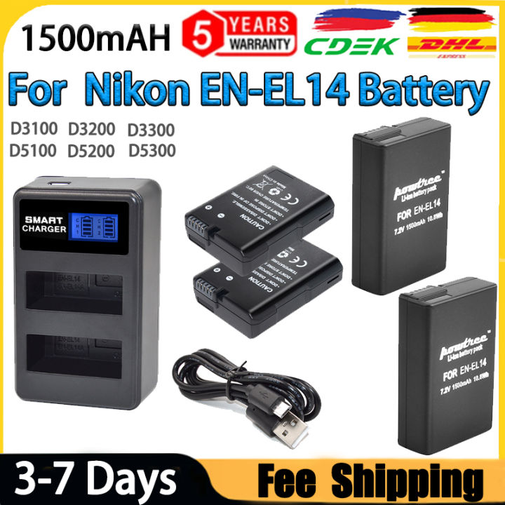 Batteria EN-EL14 Compatibile Nikon - INFOCHIP, Alta Capacità Per D3100, D3200, D5100, D5200, Df, P7000, P7100 E Altri