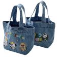 Lunch box tote bag, washable denim large capty tote bag, cute student tote bag, buet bag, bento bag. 
