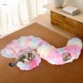 Cat Tunnel Bed, Cat House Collapsible Interactive Toy, Dog with Ball, Colorful.
