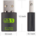 [BD]USB WiFi Bluetooth Dongle, 600Mbps dual band 2.4G/5G wireless Wi-Fi adapter network card for laptop desktop Windows. 