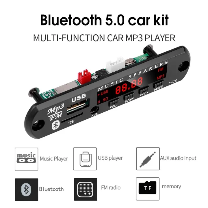 Bluetooth%205.0%20Radio%20DC%209V%2012V%20Wireless%20audio%20Receiver%20Car%20Kit%20USB%203.5MM%20AUX%20FM%20Module%20Mp3%20Player%20Decoder%20Board%20-%20Image%202