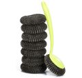 5 PCS Stainless Scrubber with Long Handle Steel Wire Replaceable Cleaning Washing Brush Tool for Kitchen Dish Bowl.
