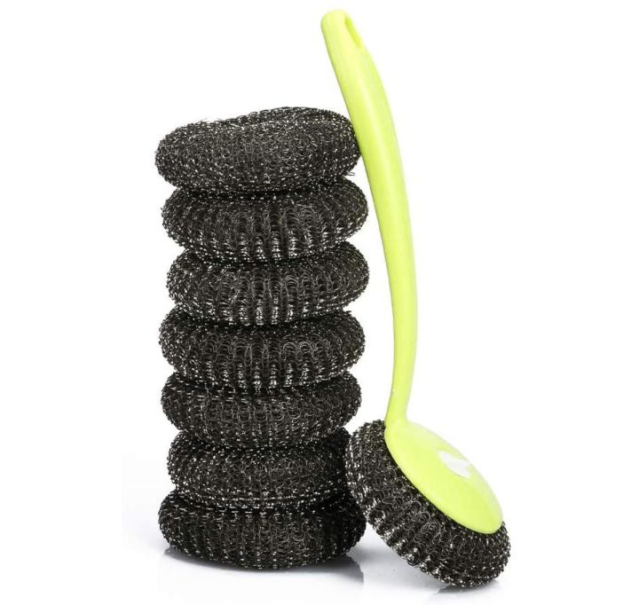 5%20PCS%20Stainless%20Scrubber%20with%20Long%20Handle%20Steel%20Wire%20Replaceable%20Cleaning%20Washing%20Brush%20Tool%20for%20Kitchen%20Dish%20Bowl%20-%20Image%202