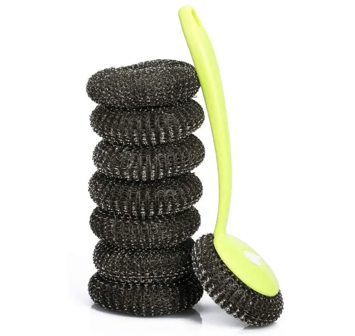 5%20PCS%20Stainless%20Scrubber%20with%20Long%20Handle%20Steel%20Wire%20Replaceable%20Cleaning%20Washing%20Brush%20Tool%20for%20Kitchen%20Dish%20Bowl%20-%20Image%202