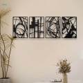 Metal Wall Art Abstract 4 Pack Decor for Garden Wall Kitchen.