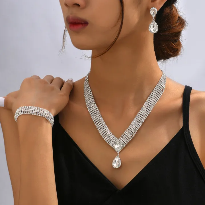 Wedding%20Jewelry%20Set%20High%20Gloss%20Full%20Imitation%20Jewel%20Bracelet%20Earrings%20Necklace%20Set%20-%20Image%207