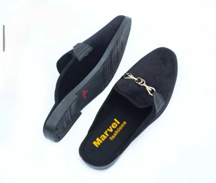Velvet%20Fabrics%20Half%20Shoe%20Black%20Color%20For%20Men%20-%20Image%202