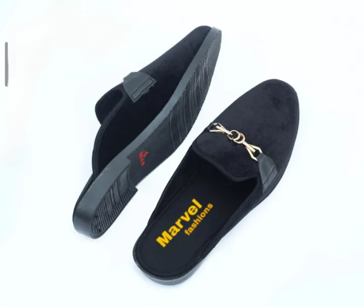 Velvet%20Fabrics%20Half%20Shoe%20Black%20Color%20For%20Men%20-%20Image%202