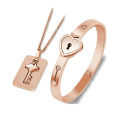 Couple Bracelet Necklace Set Stainless Steel Love Heart Lock Jewelry Set New. 