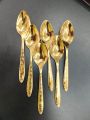 Exclusive 3D 12 Pcs Golden Plated Stainless Steel tea &  Fork Spoon set.. 