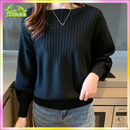 Green%20Ready%20Stock%20Knitwear%20Women%20Batwing%20Muslimah%20Blouse%20Korean%20Style%20Long%20Sleeve%20Oversized%20Sweater%20Lengan%20Panjang%20-%20Image%208