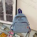 Embroidered Name Women's Denim Backpack Personalized College Student Travel Bag Book Bag Customized Denim Canvas Backpacks. 