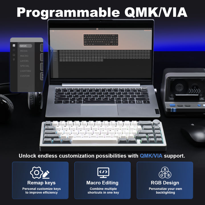 YUNZII%20AL68%20Silver%20Wireless%20Custom%20Mechanical%20Keyboard,%20QMK/VIA%20Aluminum%20Keyboard,%20Hot%20Swap%20Gasket%20Gaming%20Keyboard%20with%20Knob%20-%20Image%205