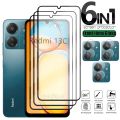 6-in-1 For Redmi 13C Glass Redmi 13C Tempered Glass HD 9H Full Cover Glue Screen Protector Xiaomi Redmi 13C 12C 10C Lens Glass. 