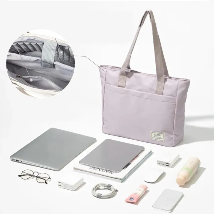 Laptop Tote Bag for Women 14 Inch Shockproof Canvas Computer Office Work School Briefcase for Macbook Lenovo ASUS Acer HP Huawei