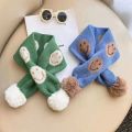 1-7Years scarf children Autumn Winter Toddler Boys Girls Pompom Cross Knitting Wool Scarves Baby Neck warmer Cartoon Warm Scarfs. 