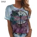 MUSIC T SHIRT Fashion Ladies T-shirt 2023 New Summer Loose Women's Floral Print XL Top 3D Printed Abstract Pattern Lovely. 
