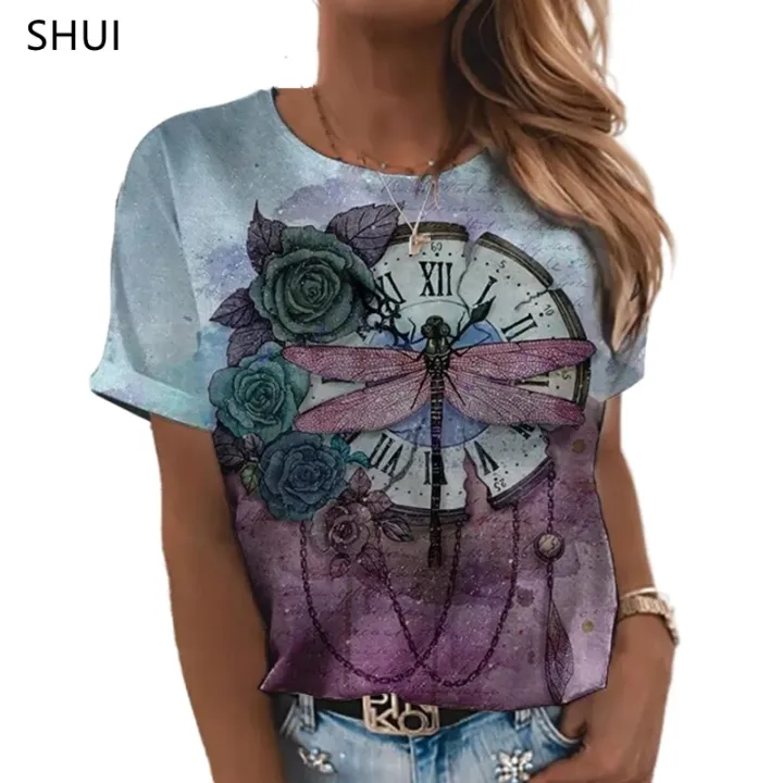 MUSIC%20T%20SHIRT%20Fashion%20Ladies%20T-shirt%202023%20New%20Summer%20Loose%20Women's%20Floral%20Print%20XL%20Top%203D%20Printed%20Abstract%20Pattern%20Lovely%20-%20Image%205