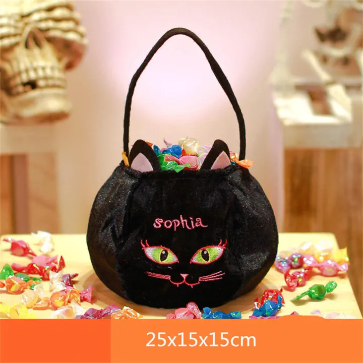 Halloween Decorative Pumpkin Bat Children's Candy Snack Bags Cloth Biscuit Cookies Gift Bags Party Supplies Pumpkin Backpack Shoulder Bag