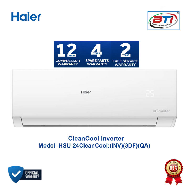 Haier CleanCool Inverter AC Model-HSU-24CleanCool:(INV)(3DF)(QA)