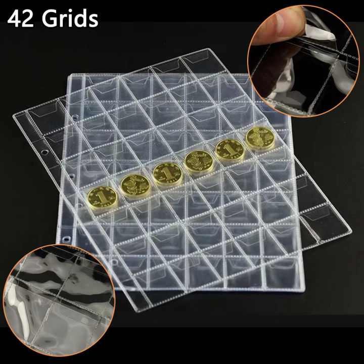 42 Pockets Plastic Coins Holders Storage Collection Money Album Case