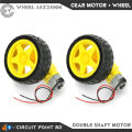 Dc Gear Motor Dual Shaft And Robotic Car Wheel for RC Car (2 Pair = 2 Yellow Motor + 2 Wheel 65mm).