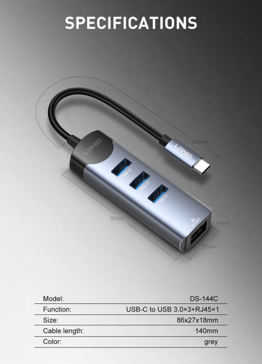 Ldnio%20DS-144C%204-in-1%20USB-C%20Hub%20Adapter%20-%20Image%202