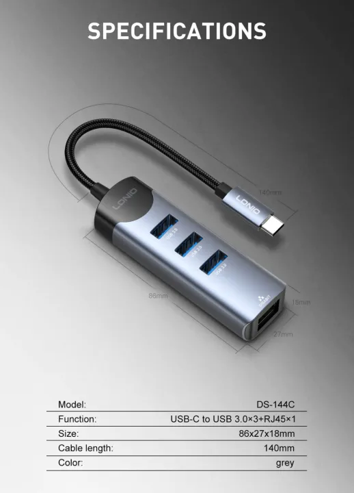 Ldnio%20DS-144C%204-in-1%20USB-C%20Hub%20Adapter%20-%20Image%202