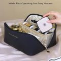 Large Capacity Cosmetic Bags European Style Travel Makeup Bags Large Capacity Waterproof PU Leather Handbag Organizer for Men and Women with Zipper.. 