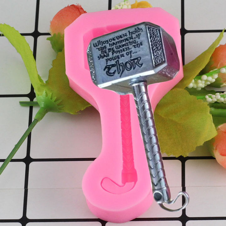 【LuckyBabyFans Store】3D Thor Hammer Design Silicone Molds Tools Soap Chocolate Mould Bakeware Tools