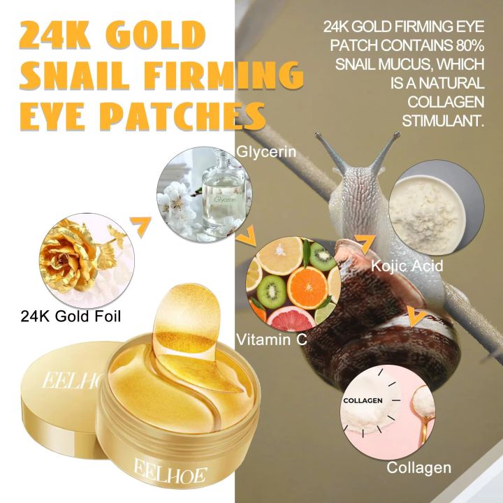 EELHOE%2024k%20Gold%20Snail%20Essence%20Eye%20Patches%2050%20Pcs%20150gm%20Eye%20Mask%20Improves%20Eye%20Wrinkles%20Firms%20and%20Lifts%20Skin%20&%20Moisturizes%20Eye%20Area%20-%20Image%204