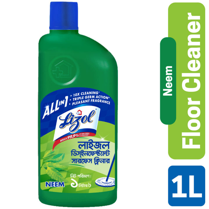 Lizol Disinfectant Floor & Surface Cleaner 1L Neem, Kills 99.9% Germs